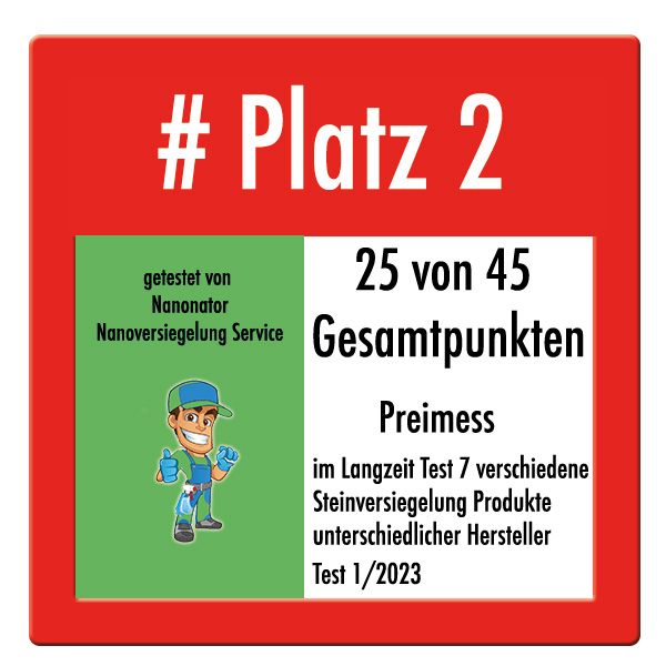2. Platz im großen Steinversiegelungs Test von nanonator Premess