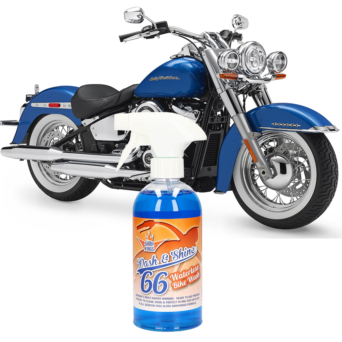 Platz 1 Motorrad Reiniger, Shinykings, Wash&Shine 66, bikewash, Harley-Reiniger, harley Reiniger, Reiniger für harley davidon, Testsieger Motorradreiniger, bester Trockenreiniger Motorrad, Testsieger wasserloser Motorradreiniger, Testsieger wasserlos Motorrad waschen, gentlemonkeys